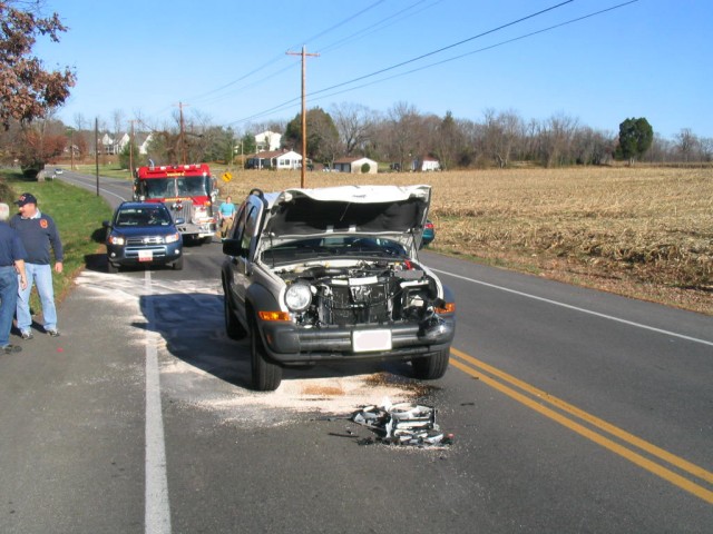 The vehicle that hit the deer with Squad 2 in the background